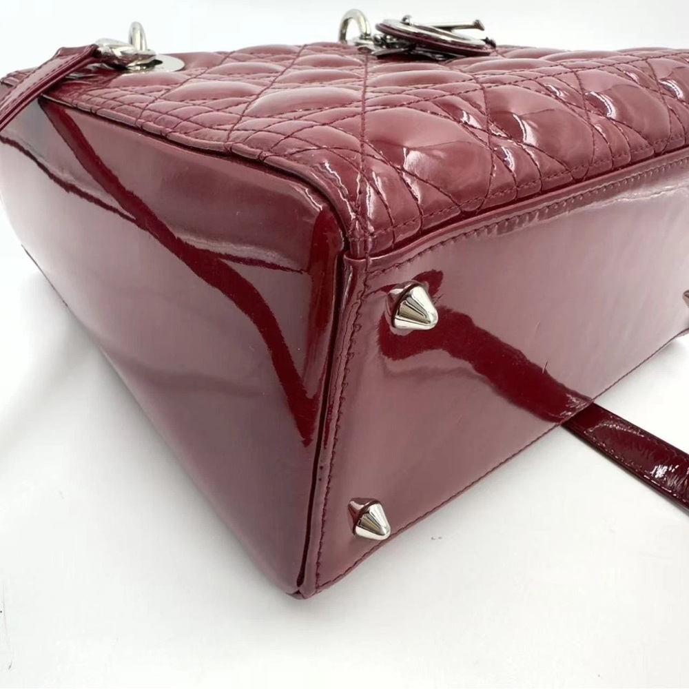 Dior Glossy Red Quilted Satchel - Picture 9 of 11